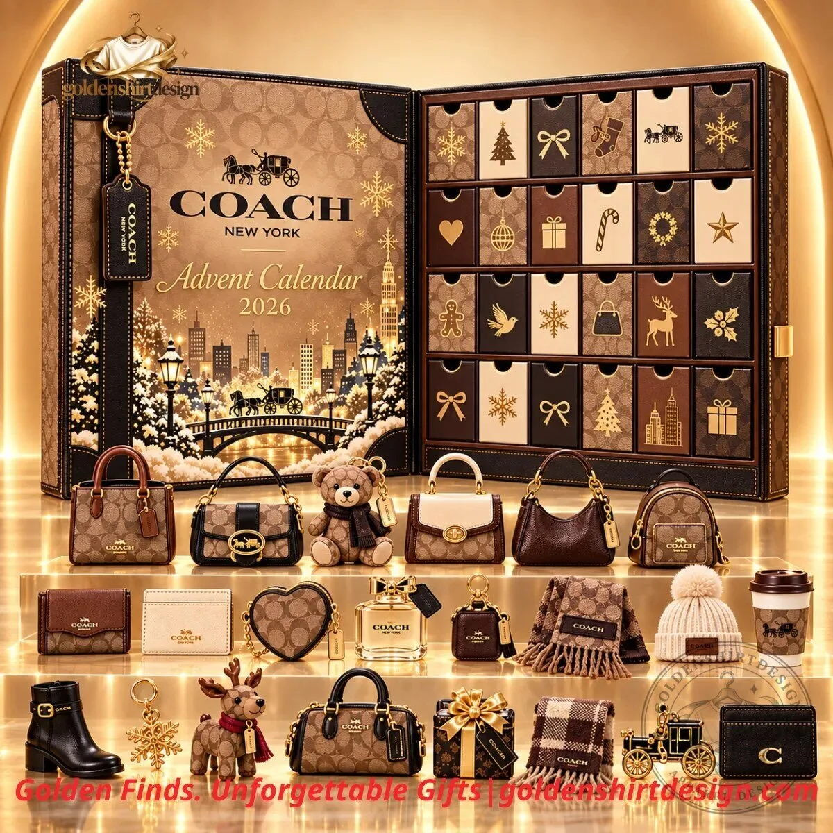 Coach New York Christmas 24-Day Luxury Mini Bag, Wallet, Fragrance